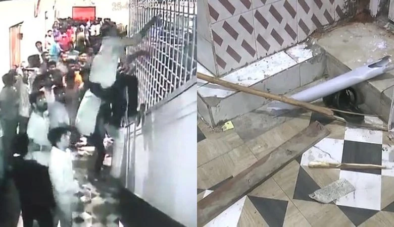 Fans climb over theatre gates, break doors to watch RRR, SS Rajamouli's latest action thriller. (Public TV Image) Fans climb over theatre gates, break doors to watch RRR, SS Rajamouli's latest action thriller. (Public TV Image)