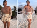 Sunny Leone is in the Maldives with her husband Daniel Weber and is constantly treating her fans with stunning pictures from her beach vacation. In her most recent social media post, the actor can be seen giving major summer vibes in a beige tank top, linen shorts and an oversized checkered shirt.(Instagram/@sunnyleone) Sunny Leone is in the Maldives with her husband Daniel Weber and is constantly treating her fans with stunning pictures from her beach vacation. In her most recent social media post, the actor can be seen giving major summer vibes in a beige tank top, linen shorts and an oversized checkered shirt.(Instagram/@sunnyleone)