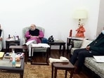 Union home minister Amit Shah holds a meeting with Assam chief minister Himanta Biswa Sarma and Meghalaya chief minister Conrad Sangma on Assam- Meghalaya Border dispute issue, in New Delhi. (File photo) Union home minister Amit Shah holds a meeting with Assam chief minister Himanta Biswa Sarma and Meghalaya chief minister Conrad Sangma on Assam- Meghalaya Border dispute issue, in New Delhi. (File photo)