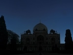 View of Humayun's Tomb after its lights were turned off to conserve energy, during Earth hour, in New Delhi, Saturday, March 26, 2022. (PTI Photo)