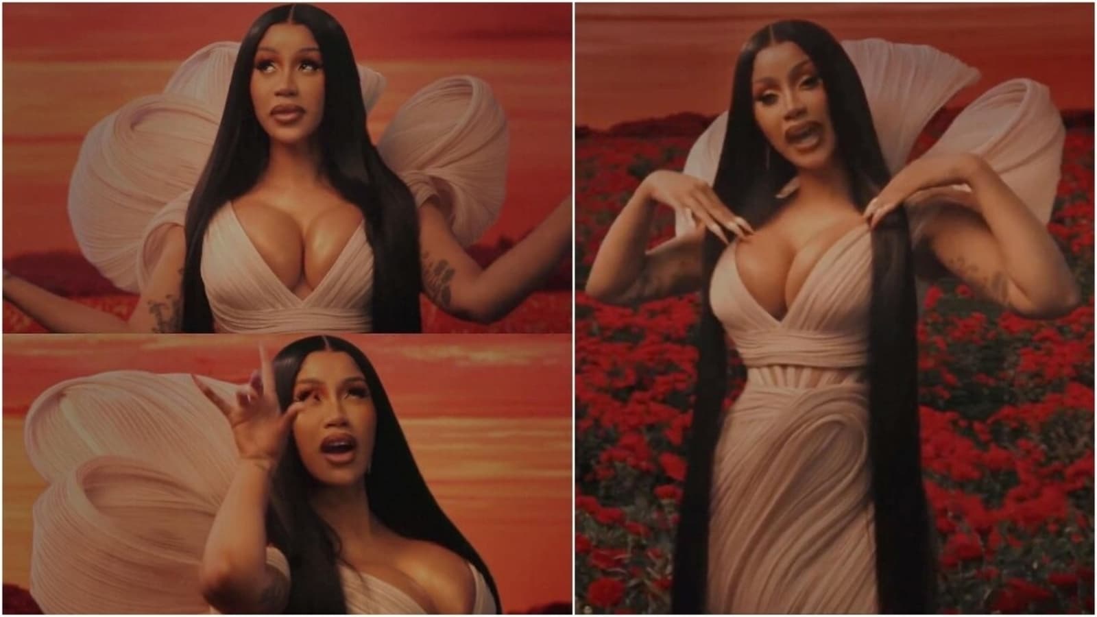 Cardi B chooses figure-sculpting nude dress by Indian designer Gaurav Gupta for No Love video: Pics, videos inside