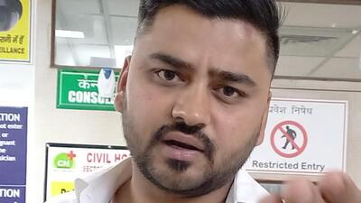 Congress councillor Pankaj Valmiki, along with his accomplices, had allegedly beaten up junior engineer Rahul Saini at the Panchkula MC office on Friday. (HT Photo) Congress councillor Pankaj Valmiki, along with his accomplices, had allegedly beaten up junior engineer Rahul Saini at the Panchkula MC office on Friday. (HT Photo)