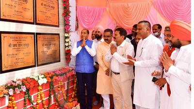 Himachal chief minister Jai Ram Thakur inaugurated and laid the foundation stones of 52 developmental projects worth ₹225 crore at Panjehra in Nalagarh assembly constituency of Solan district on Saturday. He alleged that Congress leaders even politicised the sensitive issue of Covid vaccines. (HT Photo) Himachal chief minister Jai Ram Thakur inaugurated and laid the foundation stones of 52 developmental projects worth ₹225 crore at Panjehra in Nalagarh assembly constituency of Solan district on Saturday. He alleged that Congress leaders even politicised the sensitive issue of Covid vaccines. (HT Photo)