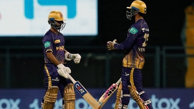Kolkata Knight Riders Openers Ajinkya Rahane and Venkatesh Iyer during the 1st match of TATA Indian Premier League 2022 between the Chennai Super Kings and the Kolkata Knight Riders (ANI) Kolkata Knight Riders Openers Ajinkya Rahane and Venkatesh Iyer during the 1st match of TATA Indian Premier League 2022 between the Chennai Super Kings and the Kolkata Knight Riders (ANI)