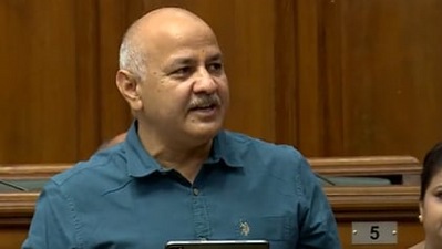 Delhi deputy chief minister Manish sisodia presents the budget.&nbsp; (AAP Twitter)