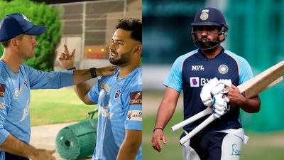 Ricky Ponting with Rishabh Pant; Rohit Sharma Ricky Ponting with Rishabh Pant; Rohit Sharma