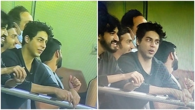 Aryan Khan spotted at IPL match between KKR and CSK. Aryan Khan spotted at IPL match between KKR and CSK.