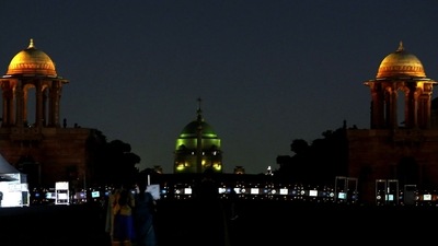 View of Rashtrapati Bhawan after its lights were switched off to conserve energy, during Earth hour, in New Delhi, Saturday, March 26, 2022. (PTI Photo) 