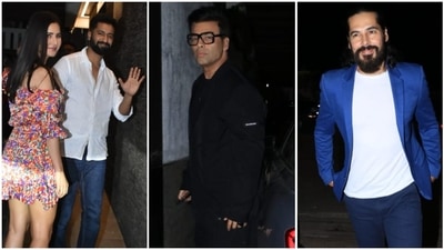 Katrina Kaif, Vicky Kaushal, Karan Johar, Dino Morea were seen at Farhan Akhtar's home. Pics: Varinder Chawla.