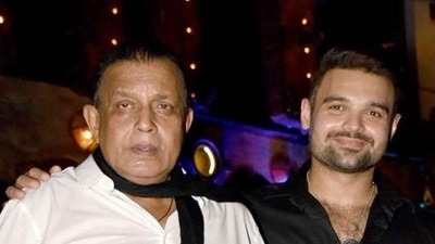 Mimoh Chakraborty and Mithun Chakraborty pose together. Mimoh Chakraborty and Mithun Chakraborty pose together.