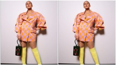 Huma decked up in a neon attire to steal the show at Lakme Fashion Week. In a riot of colours, the actor looked just too ravishing. (Instagram/@iamhumaq)