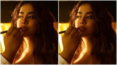 Janhvi looked like an absolute diva in silver bangles and rings from the house of Shop Lune. Here's a picture of Janhvi putting on makeup. (Instagram/@chandiniw)