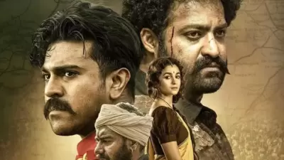 SS Rajamouli's RRR movie starring Ram Charan and Jr NTR also features Alia Bhatt and Ajay Devgn. SS Rajamouli's RRR movie starring Ram Charan and Jr NTR also features Alia Bhatt and Ajay Devgn.