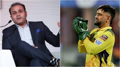 Virender Sehwag; MS Dhoni (Twitter/IPL) Virender Sehwag; MS Dhoni (Twitter/IPL)