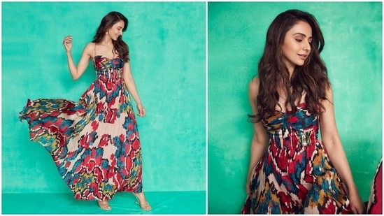 Rakul Preet Singh exudes summer vibes in an easy-breezy comfy chiffon maxi dress.(Instagram/@rakulpreet)