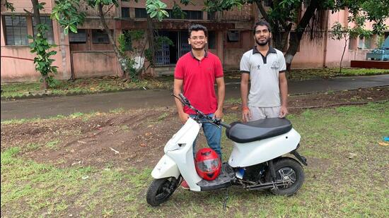 Founders of Electrun Motors’ (Incessant Motors Private Limited) (left) Sahil Uttekar, Piyush Sharma. (HT PHOTO)