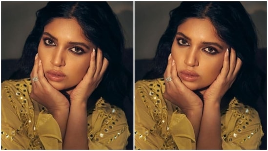 In golden choker and bangles from the shelves of Karishma Joolry and Curio Cottage Jewellery, Bhumi accessorised her look to perfection.(Instagram/@bhumipednekar)