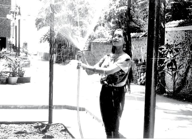 Neelam Kothari below her Versova building. In the late 1980s