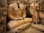 In this photograph, Buddha statues are seen inside an ancient temple in Mes Aynak valley, south of Kabul, Afghanistan. In this photograph, Buddha statues are seen inside an ancient temple in Mes Aynak valley, south of Kabul, Afghanistan.