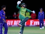 Mignon Du Preez from South Africa reacts to scoring the winning runs off the bowling of Deepti Sharma(Getty Images)