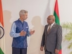 External affairs minister S Jaishankar with his Maldivian counterpart Abdulla Shahid.