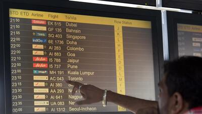A passenger checks the flight schedule at Terminal 3, Indira Gandhi International (IGI) Airport in New Delhi on Sunday. (Arvind Yadav /HT photo) A passenger checks the flight schedule at Terminal 3, Indira Gandhi International (IGI) Airport in New Delhi on Sunday. (Arvind Yadav /HT photo)