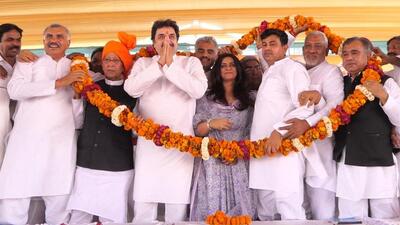 Local Congress leaders were nowhere to be seen during the rally as they were reportedly not invited. Congress’ former Karnal MLA Sumita Singh refused to comment on the rally, saying she was out of town. (HT PHOTO ) Local Congress leaders were nowhere to be seen during the rally as they were reportedly not invited. Congress’ former Karnal MLA Sumita Singh refused to comment on the rally, saying she was out of town. (HT PHOTO )