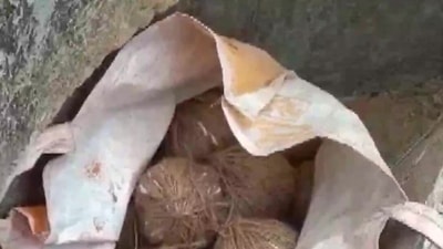 Crude bomb recovered in a plastic bag near a football ground in Birbhum district of West Bengal. (Twitter/ANI)