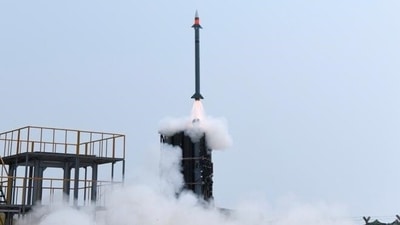 India test fires medium-range surface-to-air-missile off Odisha' (Credit: ANI) (@ANI)