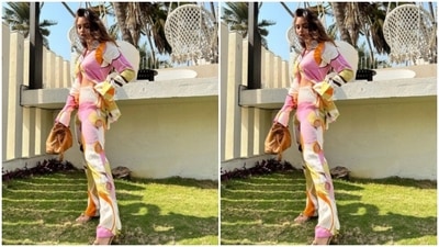 Gabriella keeps setting major goals of fashion for us with her looks. A few days back, Gabriella wore a multicoloured co-ord set and posed for sunkissed pictures. (Instagram/@gabriellademetriades)
