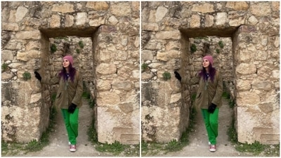 For her day out, Kirti paired a moss green jacket with a pair of bright green trousers. She added an extra layer of gloves and beanie to beat the cold. (Instagram/@iamkirtikulhari)