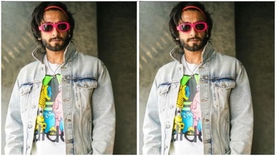 Ranveer paired a white graphic T-shirt with a pair of bright yellow pair of trousers. The actor completed his look with a stylish denim jacket. (Instagram/@ranveersingh)