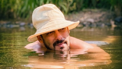 Salman Khan shared his pictures as he went swimming in a pond. Salman Khan shared his pictures as he went swimming in a pond.
