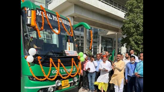 The Volvo busses will run to and fro from Chandigarh airport to Shimla, Dharamshala and Manali. (HT Photo)