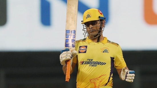 Chennai Super King's Mahendra Singh Dhoni during the 1st match of TATA Indian Premier League 2022 between the Chennai Super Kings and the Kolkata Knight Riders.(ANI)