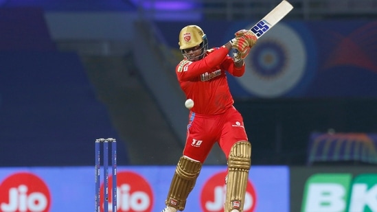 Odean Smith of Punjab Kings plays a shot against RCB in IPL 2022.(PTI)