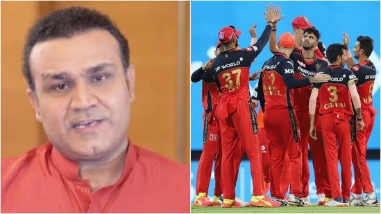 Virender Sehwag; RCB during IPL 2021. (Twitter/IPL)