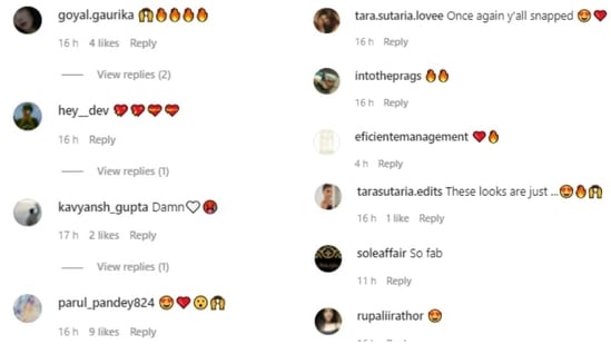 Comments on Tara Sutaria's post.