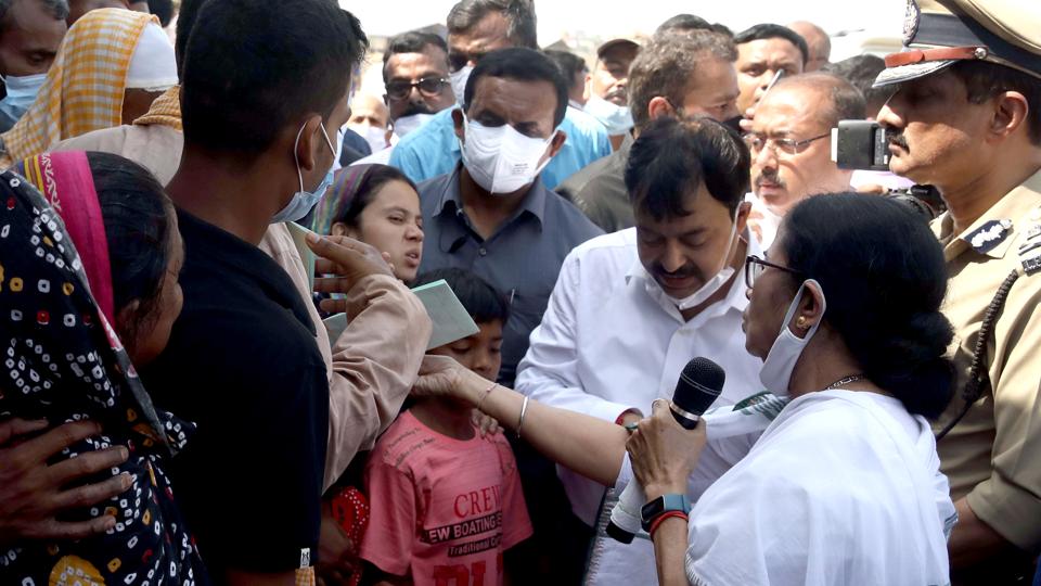 West Bengal chief mnister Mamata Banerjee meeting the family members of those killed in the violence at Bagtui village, Rampurhat, in Birbhum earlier this week. (ANI Photo) West Bengal chief mnister Mamata Banerjee meeting the family members of those killed in the violence at Bagtui village, Rampurhat, in Birbhum earlier this week. (ANI Photo)