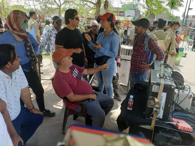 Director Anil Sharma on the sets of Gadar-2 near Clock Tower on Sunday. (Deep Saxena/HT) Director Anil Sharma on the sets of Gadar-2 near Clock Tower on Sunday. (Deep Saxena/HT)
