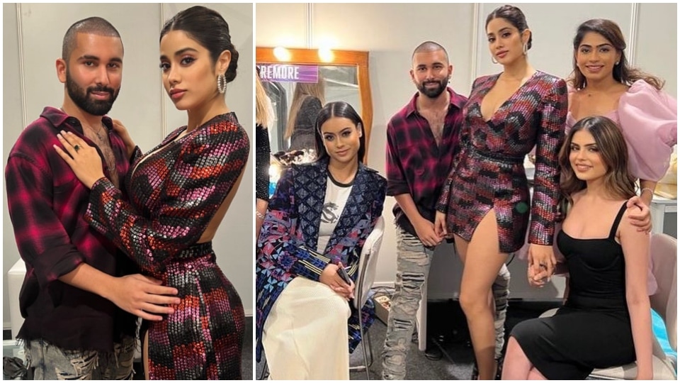 Janhvi Kapoor teams the ensemble with statement-making accessories. Janhvi Kapoor teams the ensemble with statement-making accessories. 