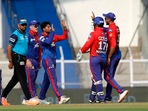Kuldeep Yadav of Delhi Capital celebrates after taking a wicket, during the second T20 cricket match of the Indian Premier League 2022(PTI) Kuldeep Yadav of Delhi Capital celebrates after taking a wicket, during the second T20 cricket match of the Indian Premier League 2022(PTI)