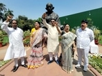 Bharatiya Janata Party (BJP) MPs protest against West Bengal Legislative Assembly incident, at Gandhi statue, in New Delhi on Monday, March 28, 2022. (ANI Photo/ANI Picture Service) Bharatiya Janata Party (BJP) MPs protest against West Bengal Legislative Assembly incident, at Gandhi statue, in New Delhi on Monday, March 28, 2022. (ANI Photo/ANI Picture Service)