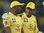 Former CSK skipper MS Dhoni with Dwayne Bravo Former CSK skipper MS Dhoni with Dwayne Bravo