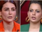 Mandana Karimi and Kangana Ranaut in Lock Upp. Mandana Karimi and Kangana Ranaut in Lock Upp.
