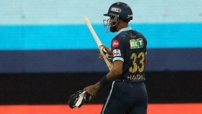 Gujarat Titan Hardik Pandya walks back to the pavilion after getting dismissed by Lucknow Super Giants Krunal Pandya. (ANI) Gujarat Titan Hardik Pandya walks back to the pavilion after getting dismissed by Lucknow Super Giants Krunal Pandya. (ANI)