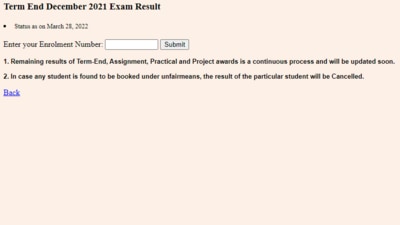 IGNOU TEE December 2021 Results: Candidates who have appeared for IGNOU December 2021 Term End Examination can check their results through the official website of IGNOU at ignou.ac.in. (ignou.ac.in)