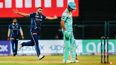 Mohammad Shami celebrates after dismissing Manish Pandey (PTI)