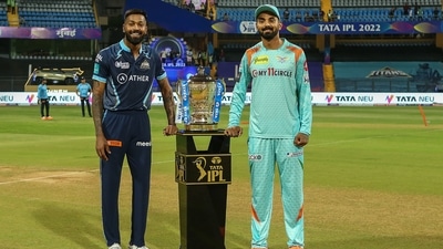 Hardik Pandya Captain of Gujarat Titans and KL Rahul of Lucknow Super Giants at the toss during the 4th T20 cricket match of the Indian Premier League 2022 (PTI) Hardik Pandya Captain of Gujarat Titans and KL Rahul of Lucknow Super Giants at the toss during the 4th T20 cricket match of the Indian Premier League 2022 (PTI)