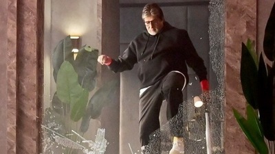 Amitabh Bachchan previously shared a picture of himself smashing a glass panel.